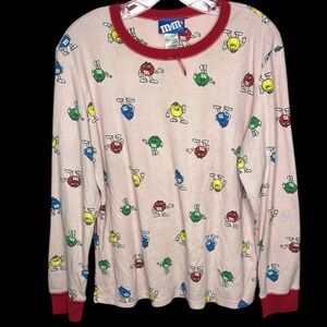 Vtg M&M's Long Sleeve All Over Print Pajama Top Women's. Size XL (16-18)